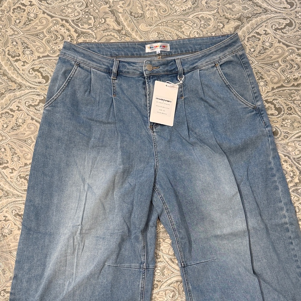 Risen Light Blue Wide Leg Barrel leg Jeans